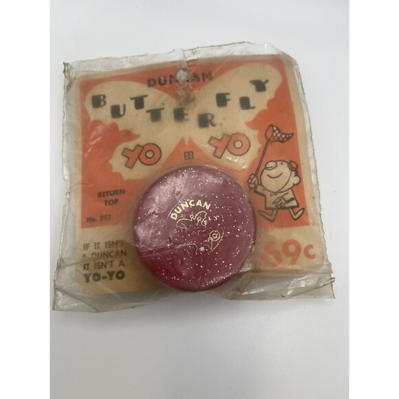 Vintage Duncan Butterfly No. 707 Wooden Red Yo Yo New Orginal Card & Package - Picture 6 of 6